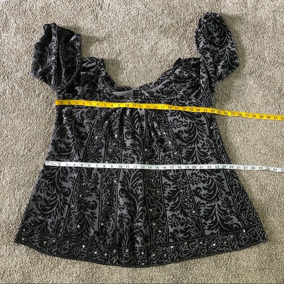 Nicole Miller Beaded Relaxed Blouse Top Size 14 Chiffon Summer Shoulders Off - Picture 4 of 14